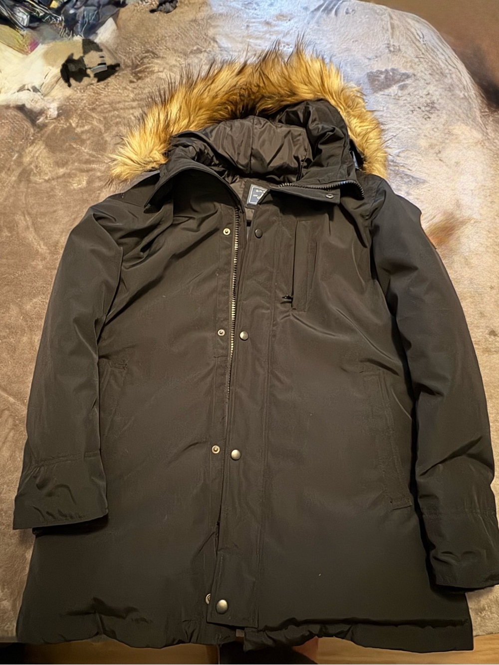 G.H. Bass & Co. Black Puffer Parka with Faux Fur Trim